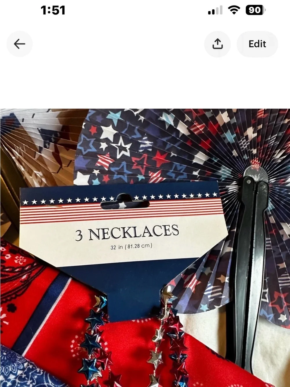 Unbranded Red & Blue Patriotic Party Fan and Bandana Set